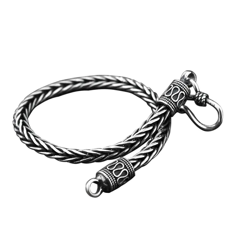 925 Silver Vintage Thai Silver Handmade Rope Chain Bracelet