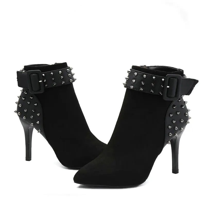 2020 Fall Winter Korean Style Studded High Heel Boots
